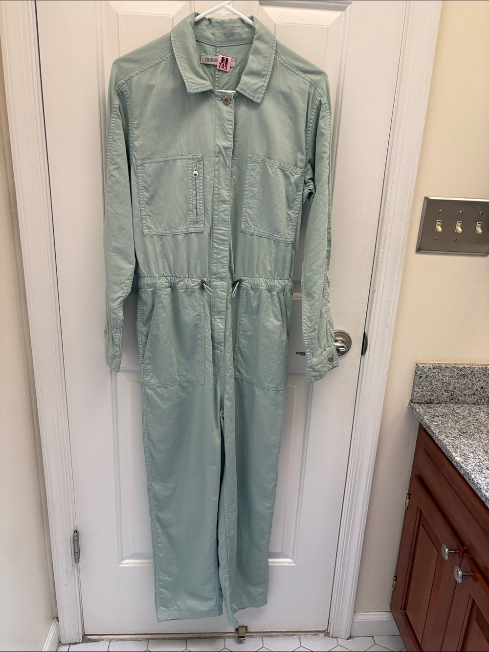 NWOT Outerknown Light Sage Green Utility Jumpsuit